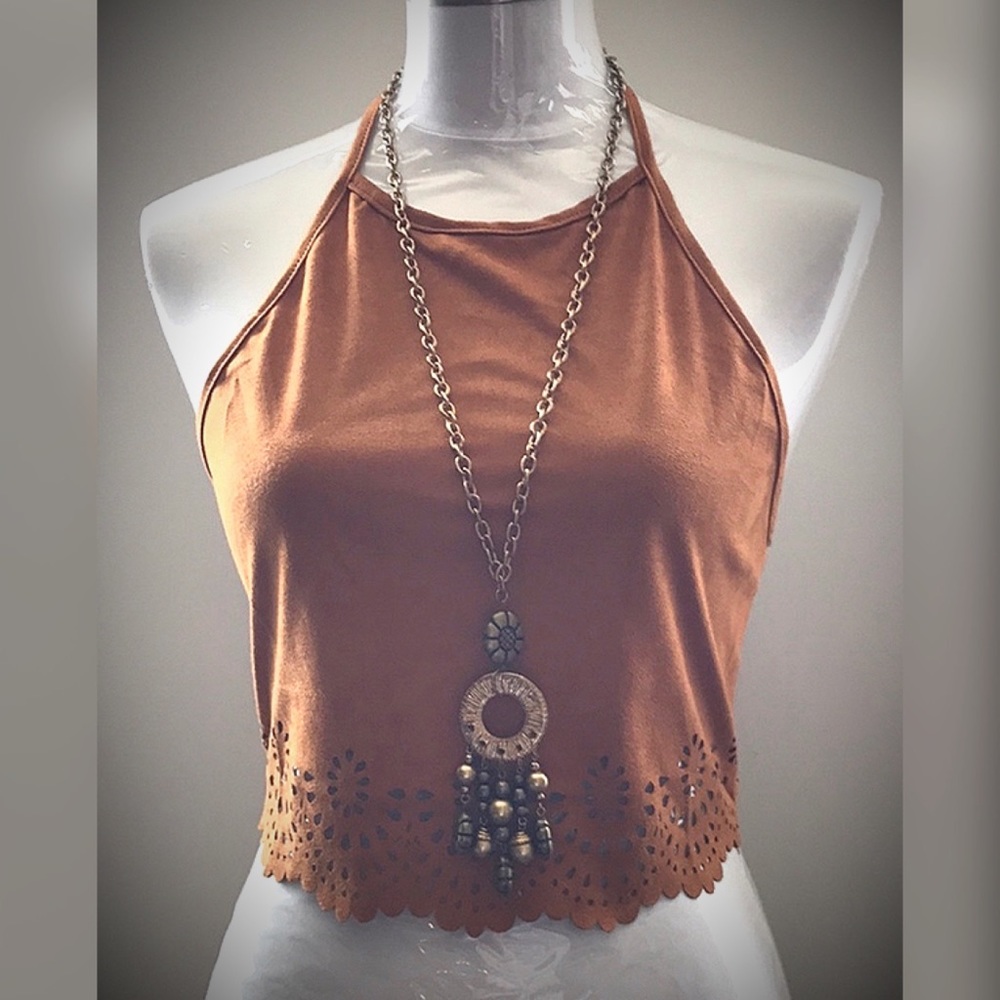 💗SALE! Last one! Cropped Micro Suede Cami Halter - Picture 3 of 6